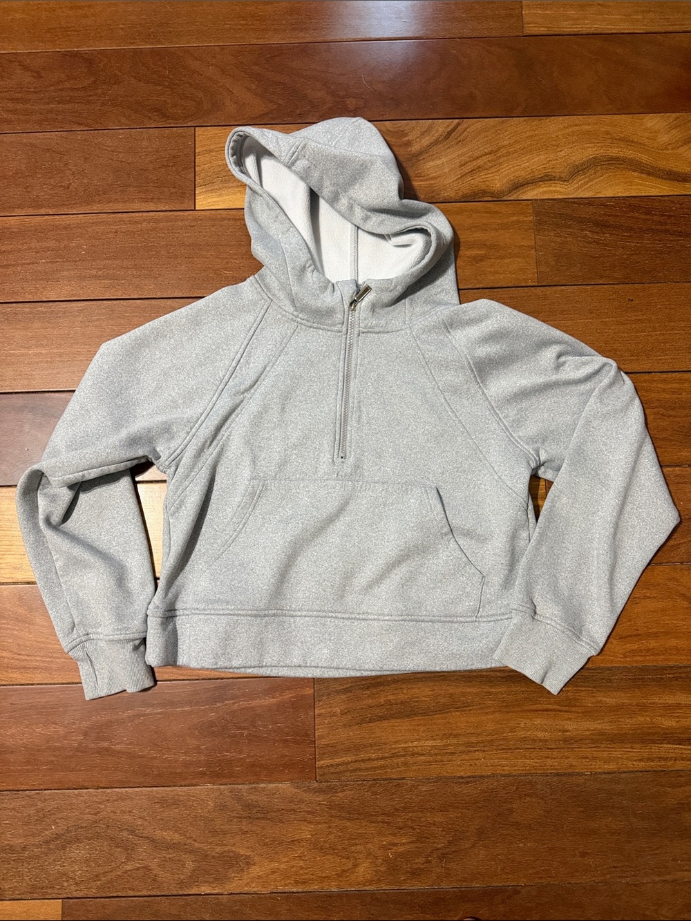 Light Gray Half-Zip Hooded Pullover